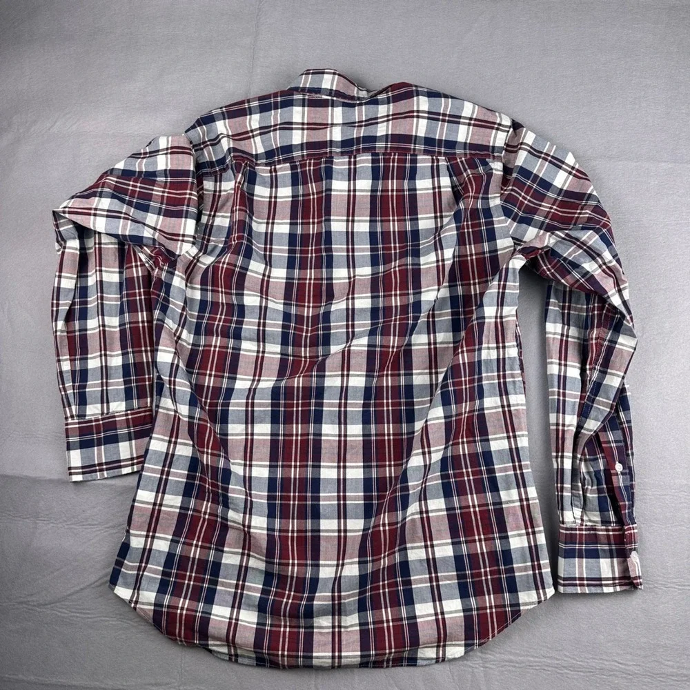 J.Crew Mercantile Flex Mens Small Plaid Button Down Shirt Burgundy Navy NEW - Picture 8 of 8